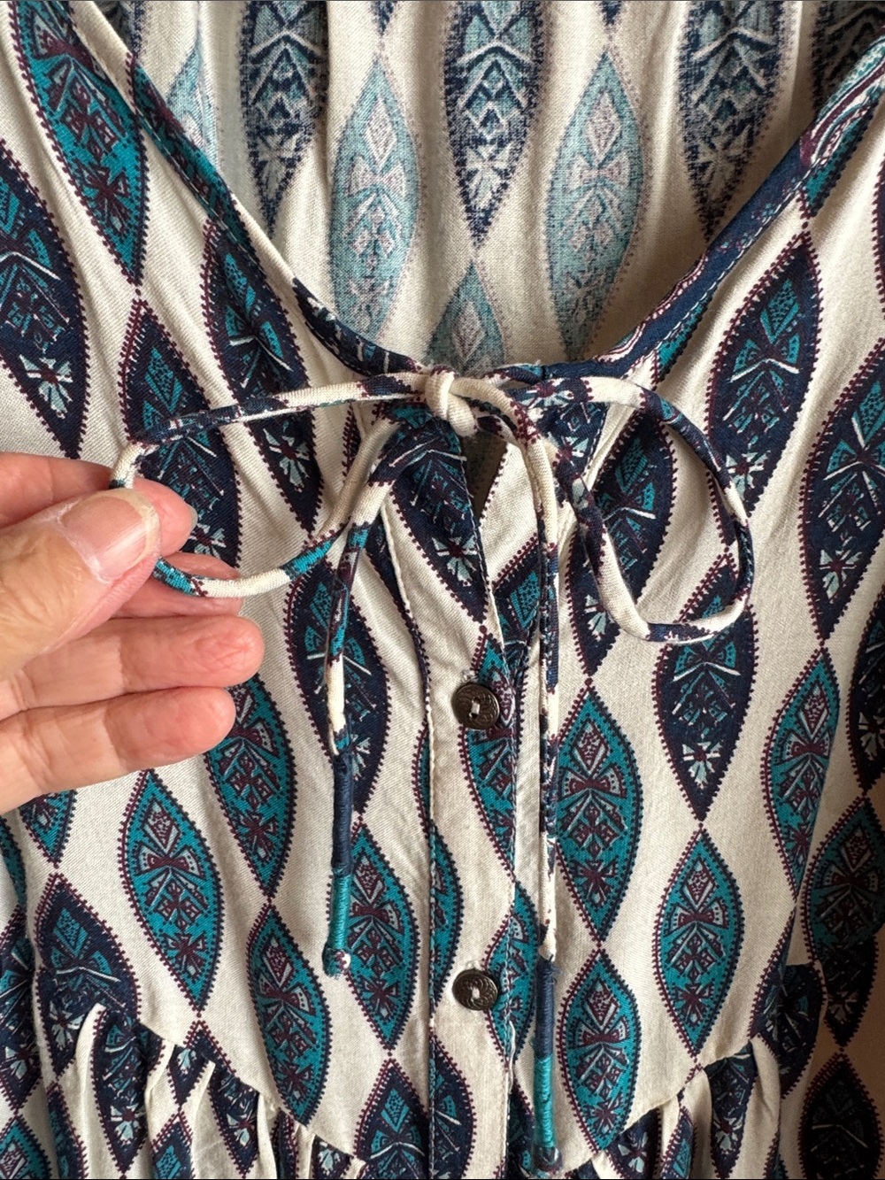 ROXY Blue and White Paisley Boho AWESOME Dress - Picture 4 of 7